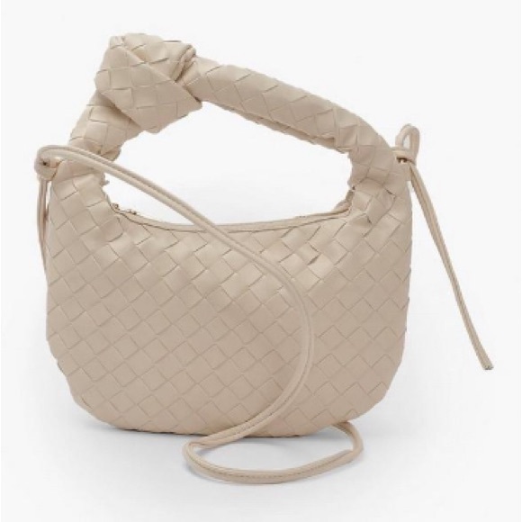 Boohoo Handbags - Boohoo Cream Woven Knotted Bag